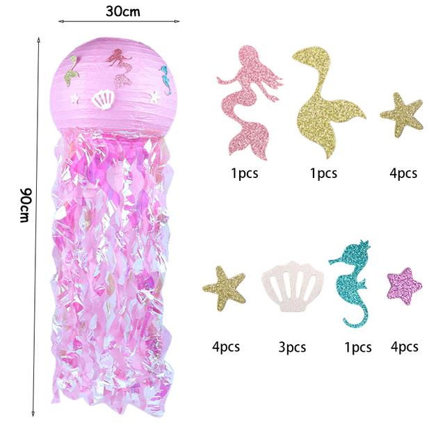 Happy Birthday Banner Mermaid Party Decor Mermaid Tail Shell Bunting Garland Girl First Birthday Party Decoration Baby Shower