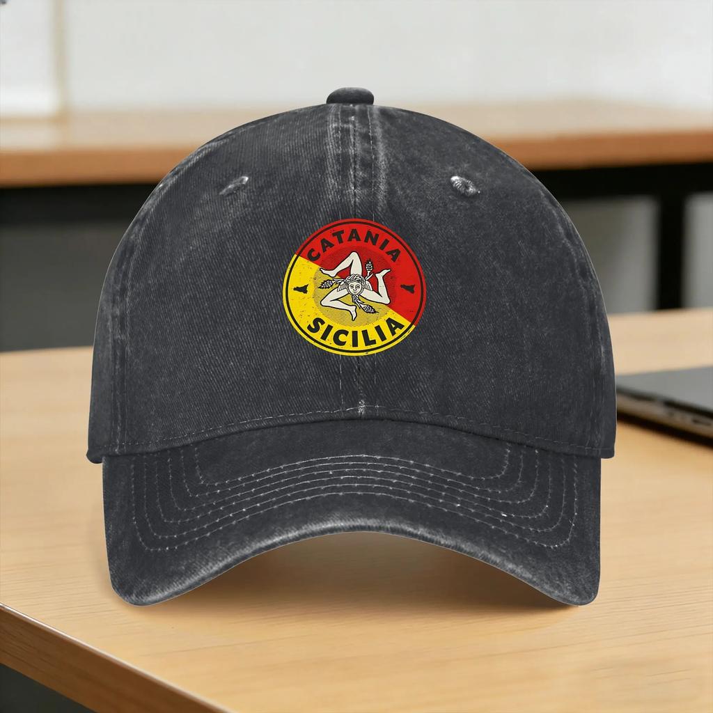 Spring Catania Sicilia Trinacria Baseball Cap Sun Sun Visor Design Washed Hip Hop Hats Unisex Women Casual Outdoor Sports Caps