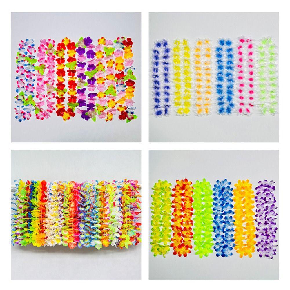 10Pcs Colorful Artificial Flower Wreath Reusable Tropical Theme Leis Bachelorette Party