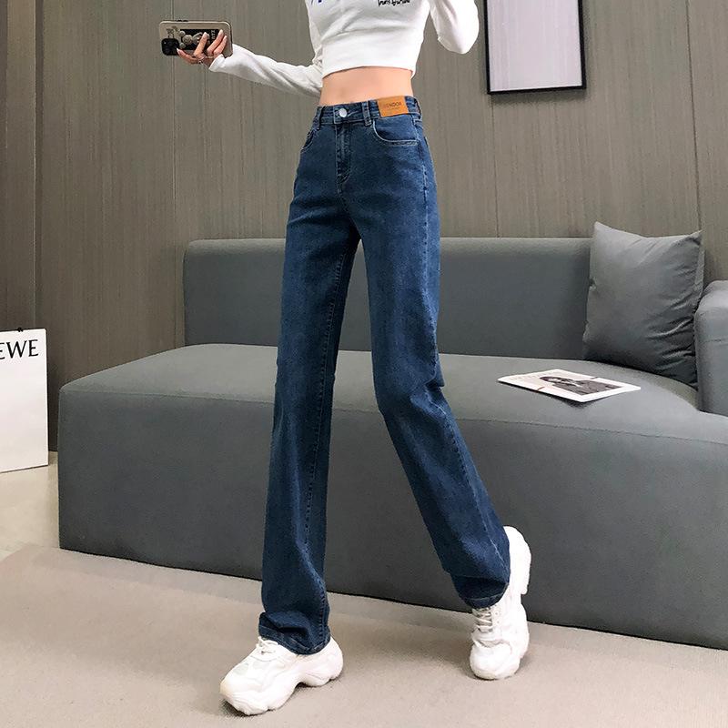 Весенние и осенние джинсы, женские прямые брюки с высокой талией, тонкие джинсовые джинсы