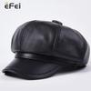 EFei из овчины, восьмиугольная шляпа, женская модная кожаная шляпа, шляпа с утиным языком, берет, женская шапка, зимняя шапка