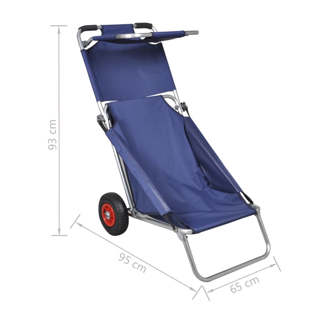 Beach Trolley with Wheels Portable and Foldable Blue