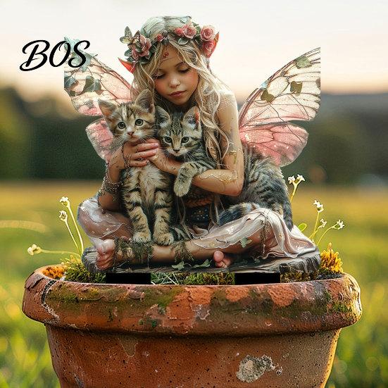 Outdoor Garden Stake Stake, Fairy Cats Shape with 2D Printing, Waterproof Easy Install Acrylic Realistic Decoration, for Courtyards And Lawn