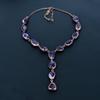 Аметистовое ожерелье, ювелирное украшение с драгоценным камнем, медное гальванопластическое ожерелье с регулируемой цепочкой, подарок для женщин, ожерелье ручной работы