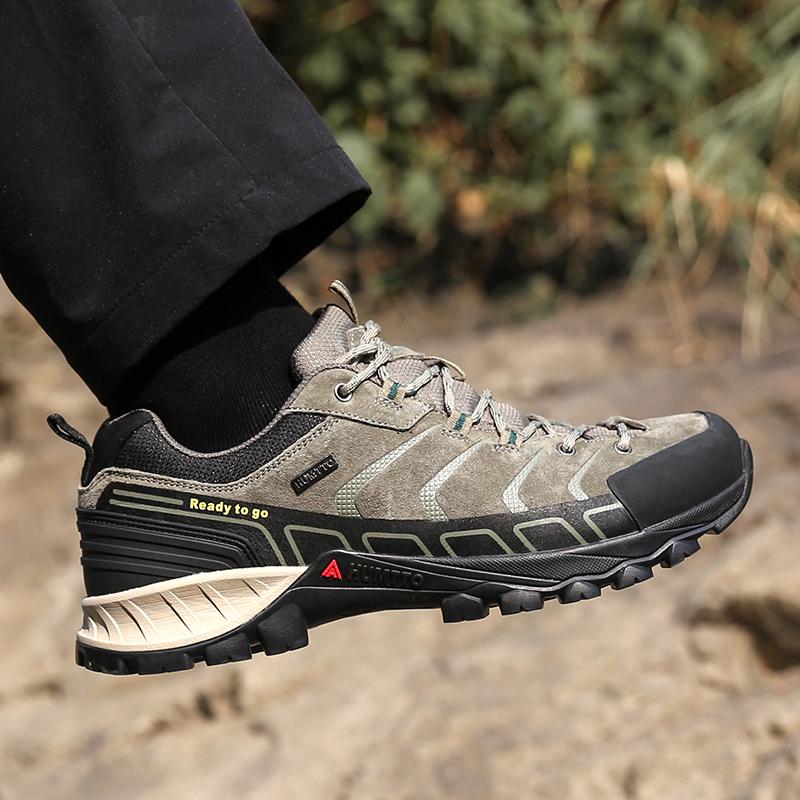 HUMTTO Мужские кроссовки, кожаные водонепроницаемые спортивные походные туфли, зимние дышащие горные треккинговые кроссовки для мужчин