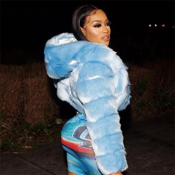 S-6XL Женская зимняя теплая короткая куртка с капюшоном из искусственного меха и длинными рукавами