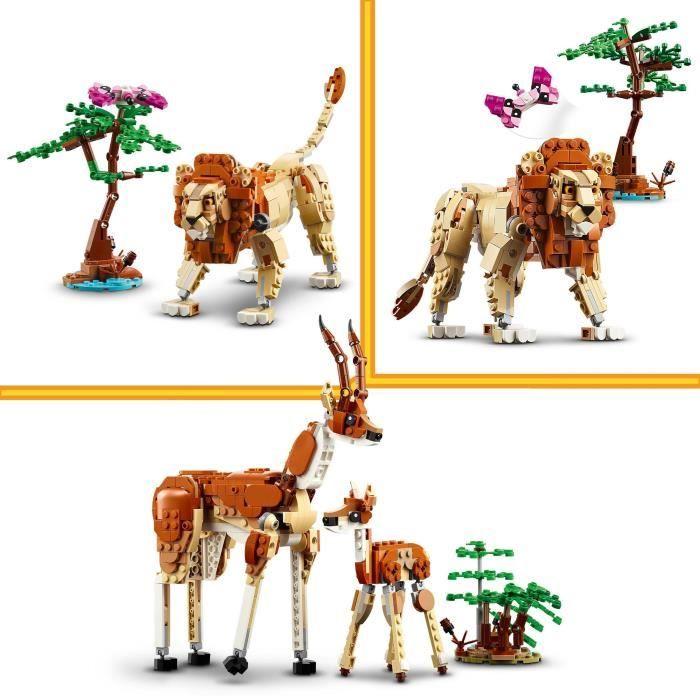 LEGO® 31150 Creator 3en1 Les Animaux Sauvages du Safari, Jouet avec Figurines d'Animaux, Girafe, Gazelles et Lion
