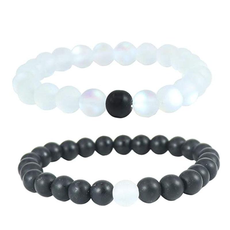 Матовые браслеты для пары из камней Тигровый глаз и Агат - Бусины 8 мм, Студенческий стиль