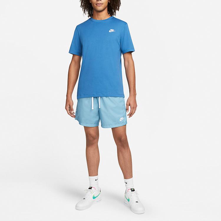 Nike Спортивная одежда Клубная футболка с круглым вырезом и вышитым логотипом Мужские топы Темно-королевский синий AR4997-407