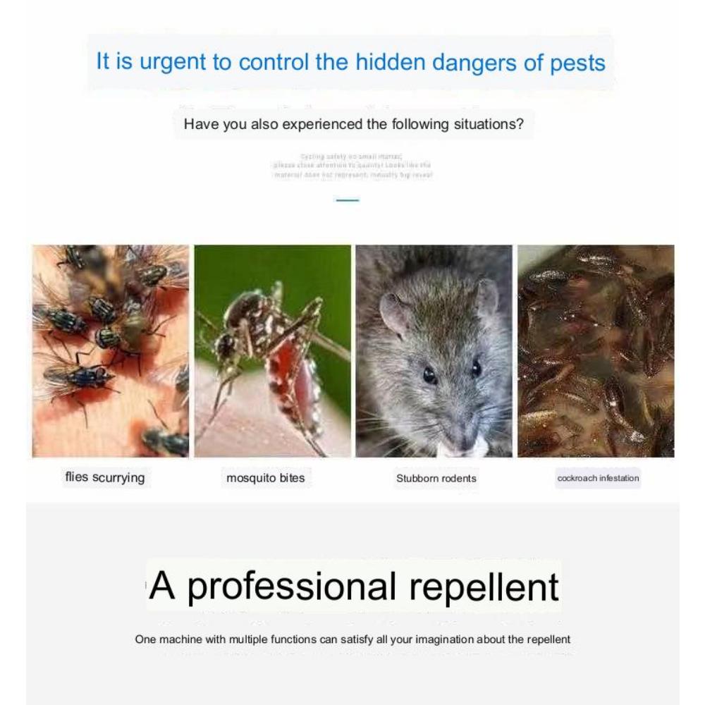 Ультразвуковой электронный отпугиватель грызунов, домашний отпугиватель насекомых, мини-отпугиватель комаров против комаров, пауков, мух, муравьев, блох, нетоксичный, экологически чистый