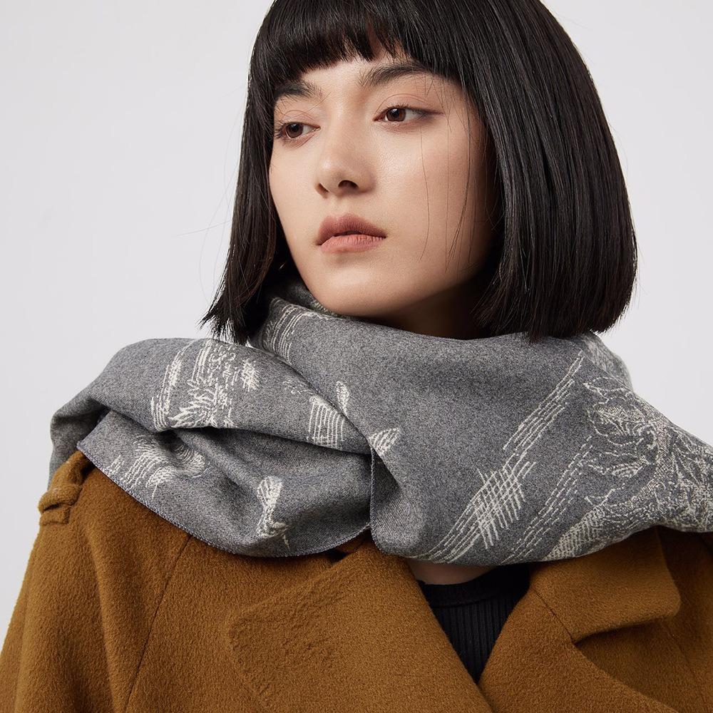 Winter New Scarf Imitation Cashmere Landscape Painting Design Fashionable Shawl Mom Gift Soft Skin Friendly Long Warm Scarf