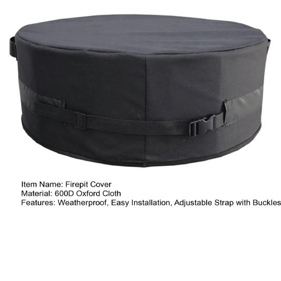 Водонепроницаемый круглый чехол для костра из ткани Оксфорд 600D, устойчивый к ультрафиолетовому излучению, защитный чехол для костра, устойчивый к погодным условиям, с пряжками, ручками для встроенного камня на открытом воздухе