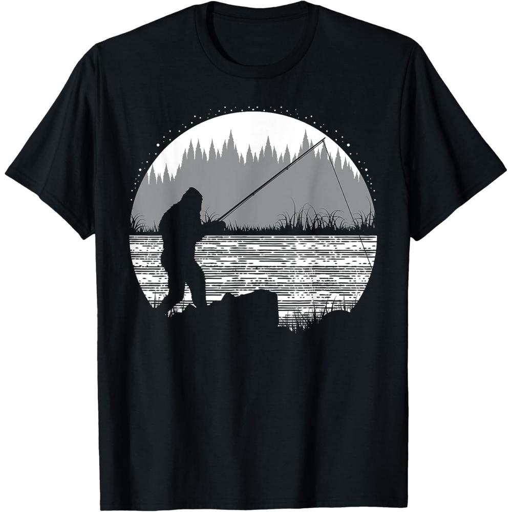 Funny Bigfoot Fishing Cool Sasquatch Fly Fishing Fisherman T Shirt
