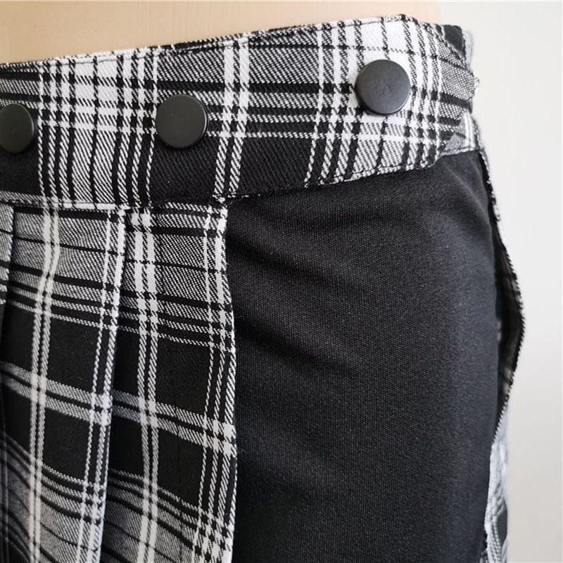 Готическая плиссированная юбка Мини-юбка в стиле панк Черная полуюбка с завязками на ногах Необычная юбка Брюки