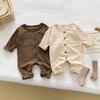 Korean-Style 2025 Autumn Long-Sleeve Snap-Button Romper for Baby Boys & Girls