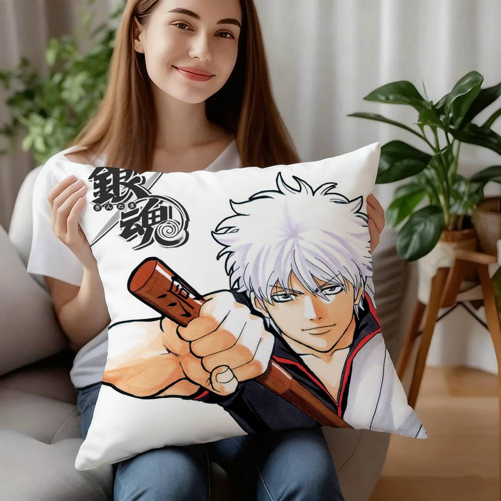 Аниме GinTama Наволочка Плюшевая Ткань Мягкая Наволочка Двусторонняя Печать Наволочка Подушка Бытовые Подарки