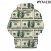 Hoodies USD U.S. Dollar Dollar Bills Money Men 3D Printed Streetwear Sweatshirts Streetwear Kids Tops