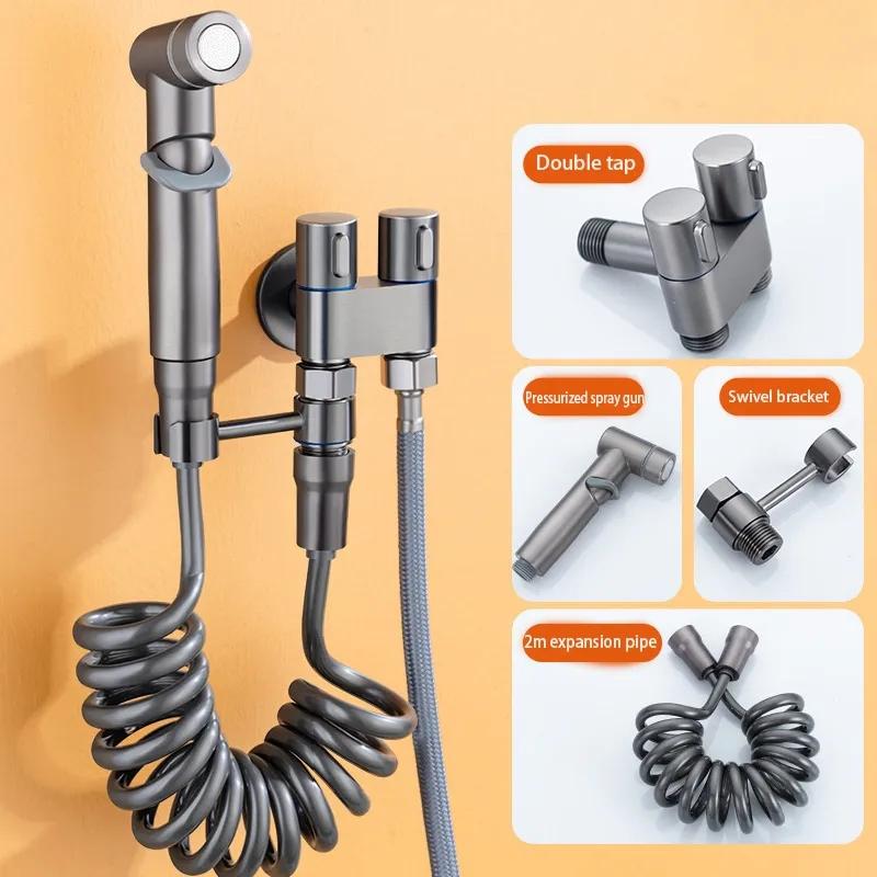 Hygienic Shower for Bathroom Toilet Bidet Faucet Double Outlet Angle Valve Shower Head Toilet Sprayer Douche Hygienic Shower
