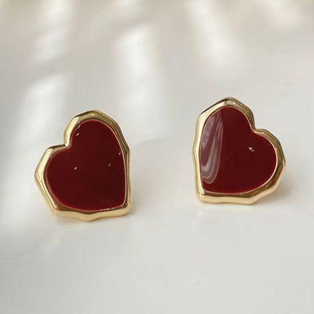 925 French Temperament Love Stud Earrings Light Luxury Women'S Fashion Temperament Versatile High-End Earrings