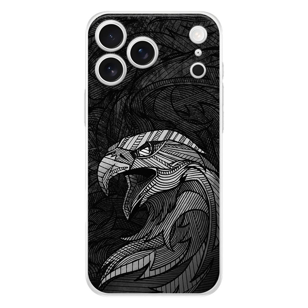 Мягкий прозрачный чехол для iPhone 17 Air 16E 16 11 15 14 Pro MAX 12 13 7 8 Plus SE Пасхальный чехол Полная защита Задняя панель с рисунком Черный орел