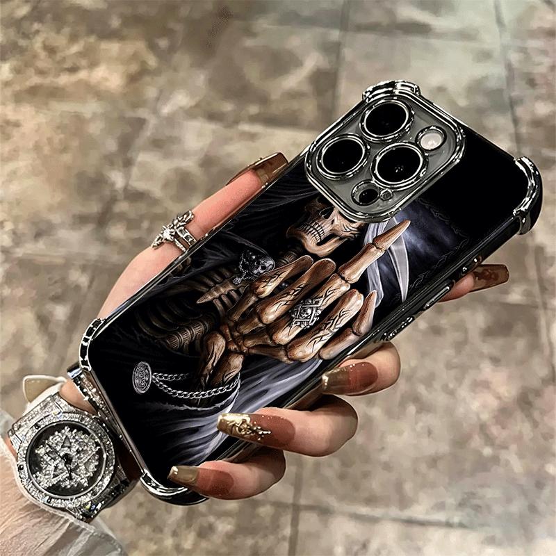 Скелет Жнец Забавный Стиль Покрытие Чехол для Телефона Для Iphone 16 17 Pro Max Air 16E 14 15 Plus 12 13 Mini Противоударный Подушка Безопасности Чехол