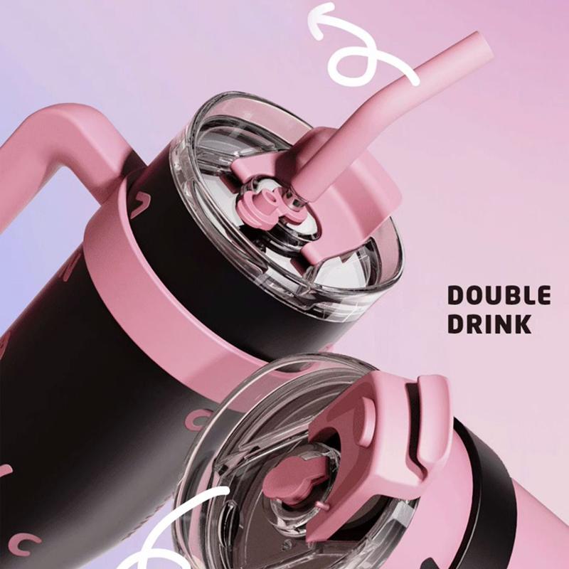 Чашка для воды большой емкости из нержавеющей стали, термос для перерыва на чай, кофейная чашка с ручкой, соломенная бутылка для льда