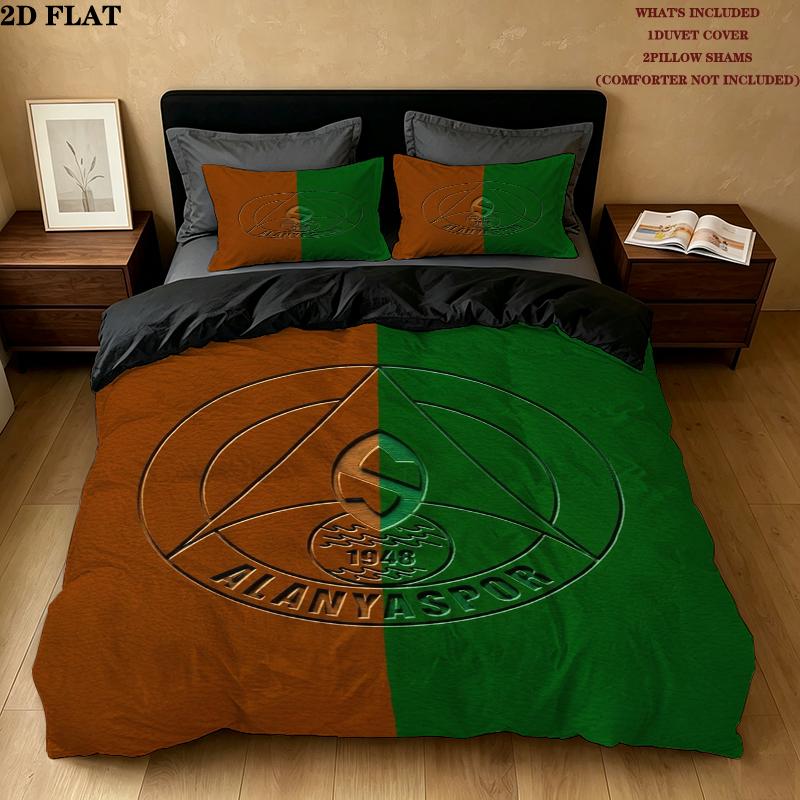 Alanyaspor Pattern Bedding uilt Set uilt Cover Pillowcase Home Decoration Birthday Gift (1 * duvet cover + 2 * pillowcase without core)