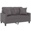 Vidaxl 2-Osobowa Sofa Z Poduszkami, Szara, 120 Cm, Sztuczna Skóra