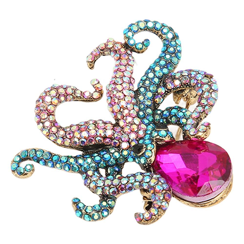Purple Head Octopus Brooch Metal Alloy Animal Jewelry Brooch Octopus Pin Brooch Lapel Pin