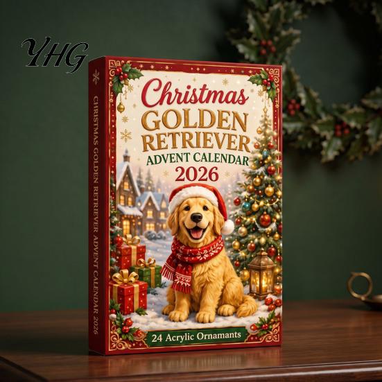 Collectible Dog Figurines Advent Calendar, 24-Day Christmas Countdown Acrylic Ornament Set with Holiday Decoration Mini Figures, Tree Hanging