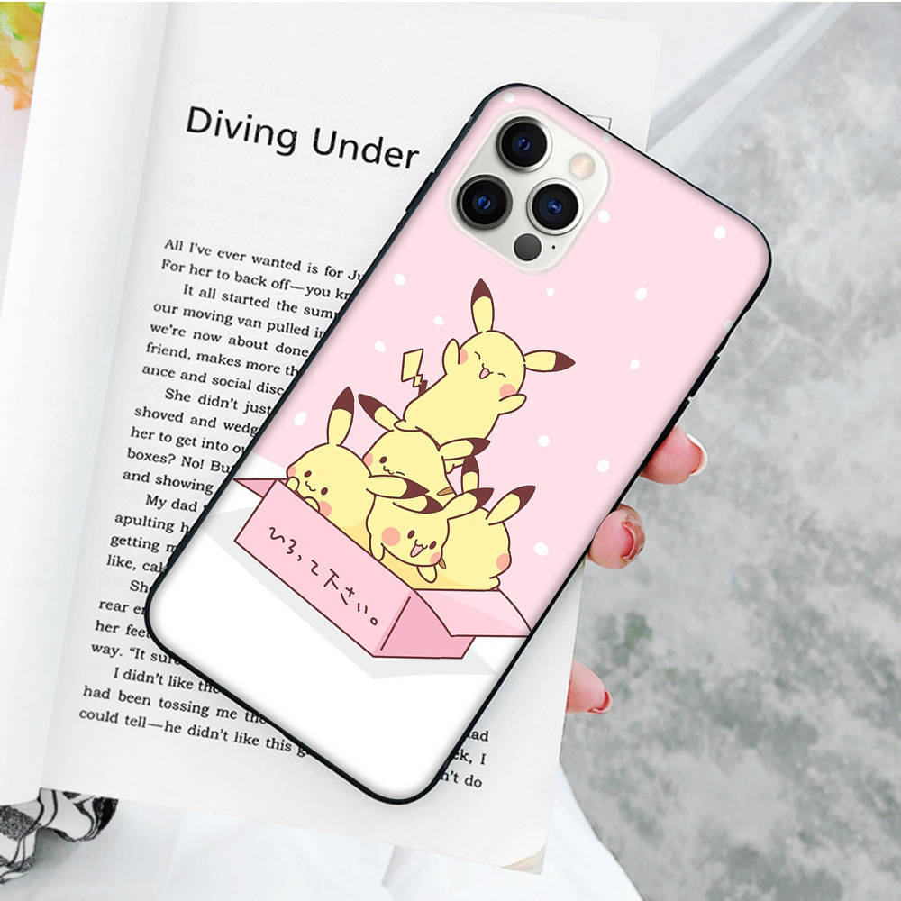 JP38 Pokemon Pikachu Black Soft Case for Xiaomi Poco X6 X4 M5 M6 F5 F6 C65 C55 C50 C51 C40 Pro Redmi 14C A3X 13C 12C 11T 10A 9C Note 7 6 8A Plus