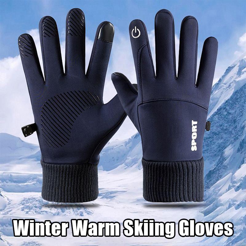 Зимние теплые перчатки для снега, для велоспорта на открытом воздухе, полнопалые перчатки с сенсорным экраном, водонепроницаемые флисовые перчатки для бега, катания на лыжах, мотоцикла