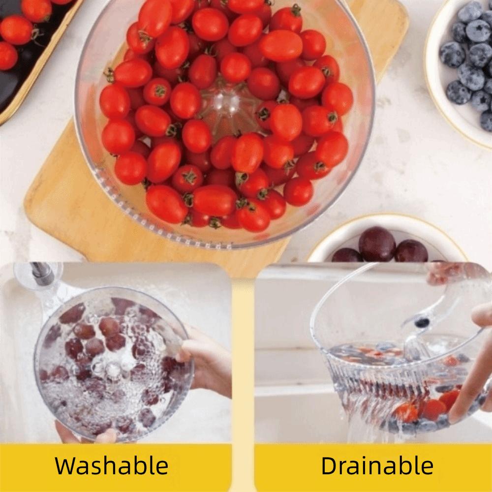 Transparent Automatic Washer Bowl Fast Draining Fruit Wash Basket Berries Washer  Picnics