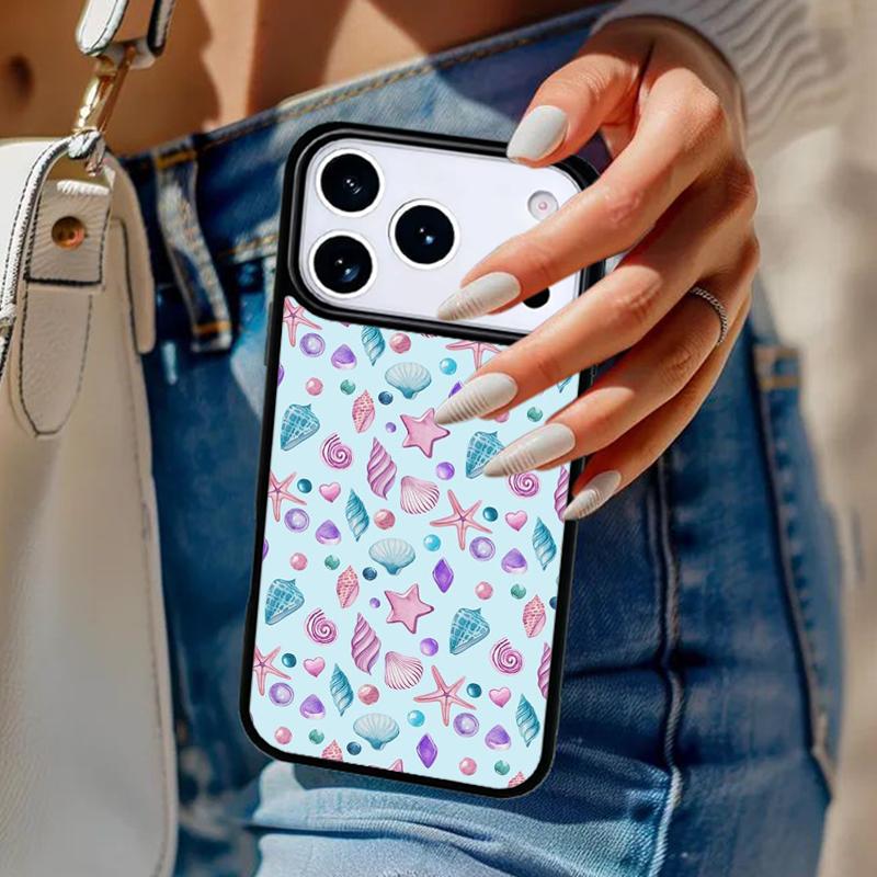 Чехол для телефона с узором ракушек на дне моря Для iPhone 17 Air 14 15 13 12 Max Чехол Для Apple 16e 11 Pro Max Plus Coque