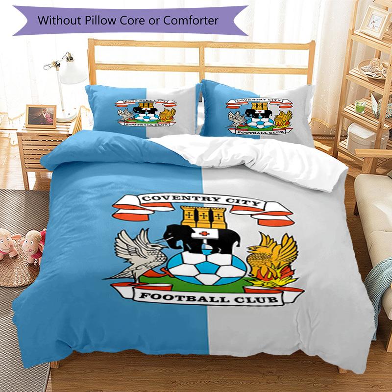 Coven-try Football Club Crest Printed Pattern Duvet Cover Set – includes 1 duvet cover and 2 matching pillowcases Bedroom decor Christmas gifts
