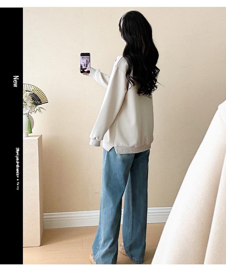 Мода для беременных Осень/Зима 2025 Свитшот с закрывающим живот и джинсы, комплект из двух предметов