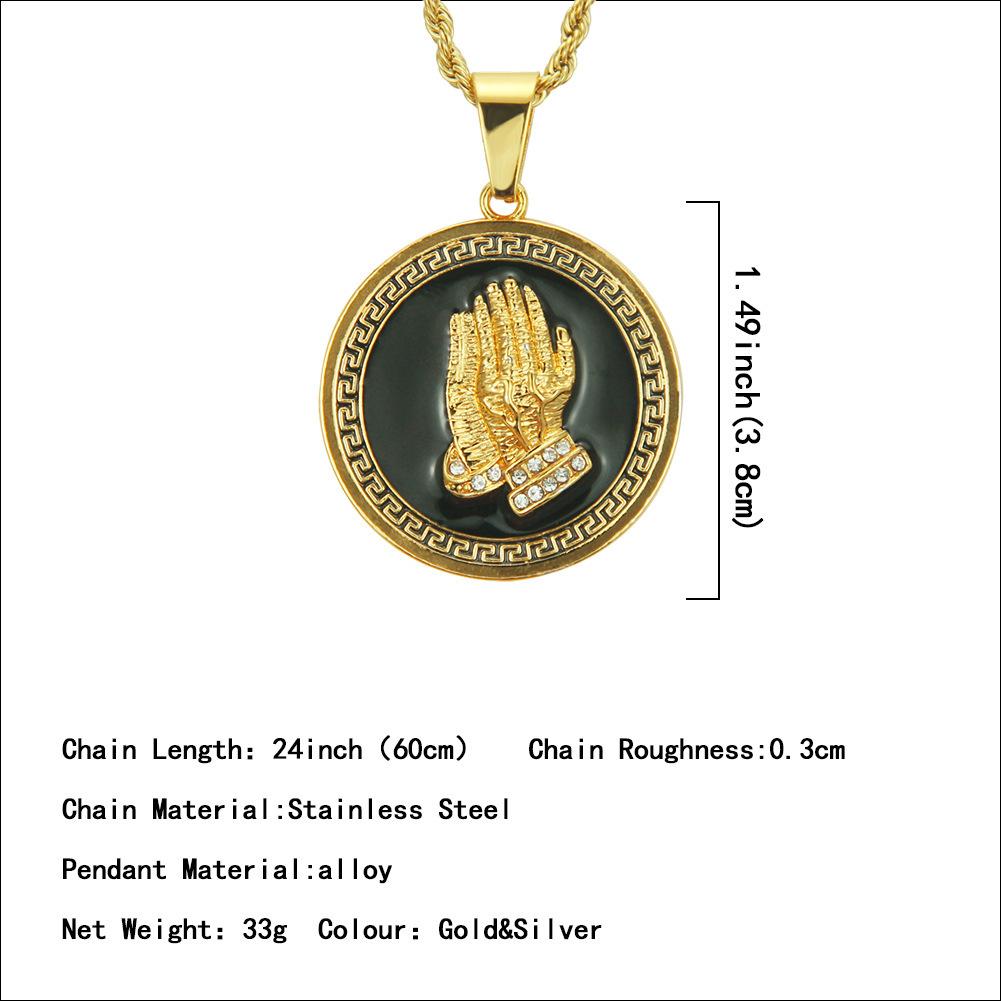 Круглая пластина, картина маслом, молитва, рука, подвеска, мужское ожерелье, подвеска