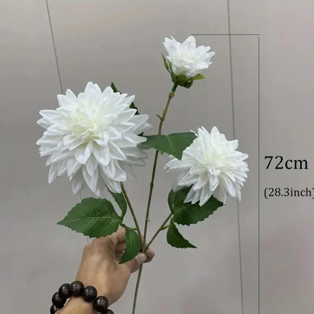 72cm Silk Flower 3 Heads Hydrangea Flower Lifelike Faux Flower  Photography Prop