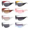 Futuristic Trendy Owersized Y2K Sunglasses Women Men Rimless Wrap-Around Sunglasses One Piece Shades Fashion Hip Hop Sun Glasses