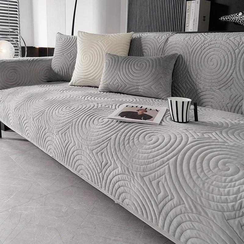 Плотные чехлы для дивана в гостиную, противоскользящие, однотонные, плюшевые маты для дивана, L-образные, универсальные подушки для дивана, защита мебели