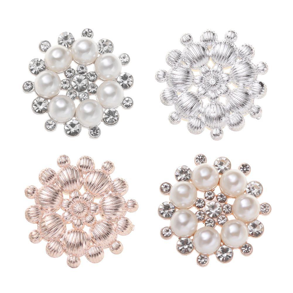 5Pcs Fashion Hairpin Bag Crystal Glass Stone Pearl Flower Buttons Rhinestone Buttons Sewing Buttons