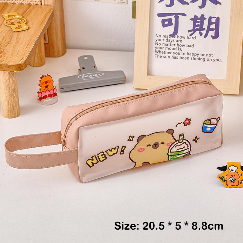 Capybara Transparent Pencil Case Large Capacity Cute Pen Bag Kawaii Cosmetic Bag School Study Stationery Office Supplies