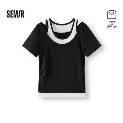 Женская футболка Semir с коротким рукавом, имитация двойки