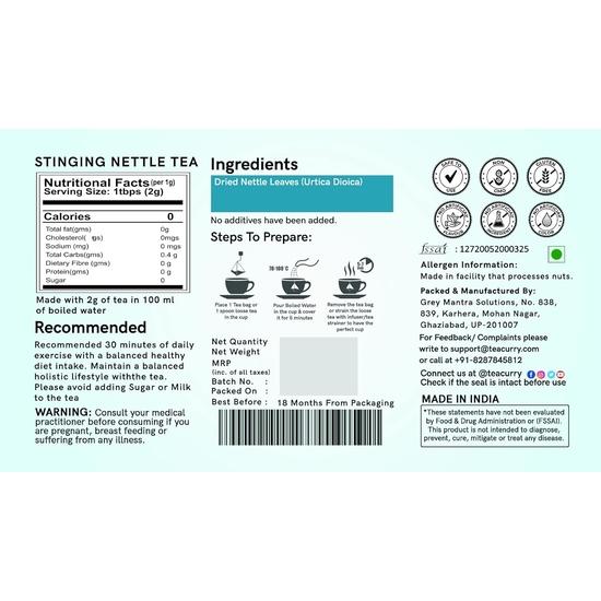 TEACURRY Stinging Nettle Tea(1 Month Pack, 30 Herbal Tea Bags)- Helps With Kidney Detox, Blood Sugar, Blood Purify-Stinging Nettle Tea