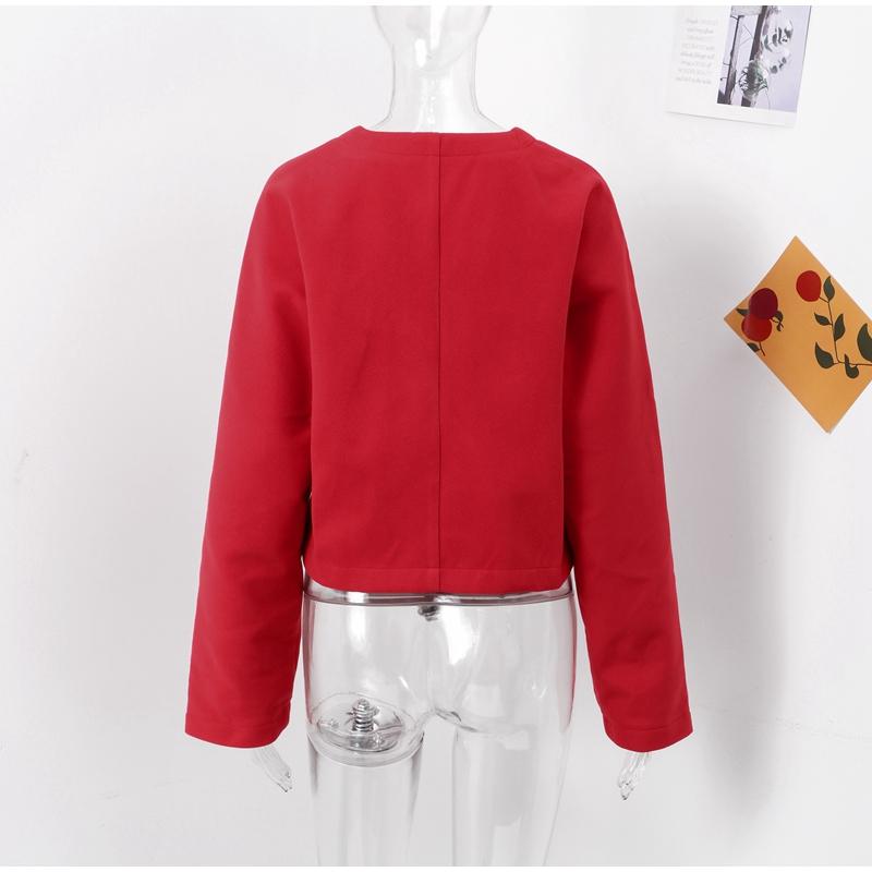 Красный женский свободный шерстяной свитер с V-образным вырезом, куртка с длинным рукавом, вязаный пуловер, новый осенний женский повседневный офисный трикотаж, топы