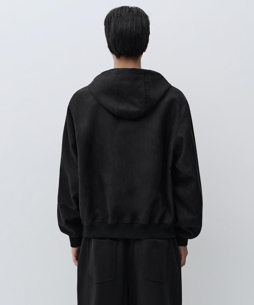 MUSINSA STANDARD Synthetic Suede Hooded Jacket [Black]