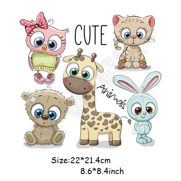 Cute Animals Heat Patches Rabbit Stickers On T-Shirts Custom Accessory Iron On Applique For Kids