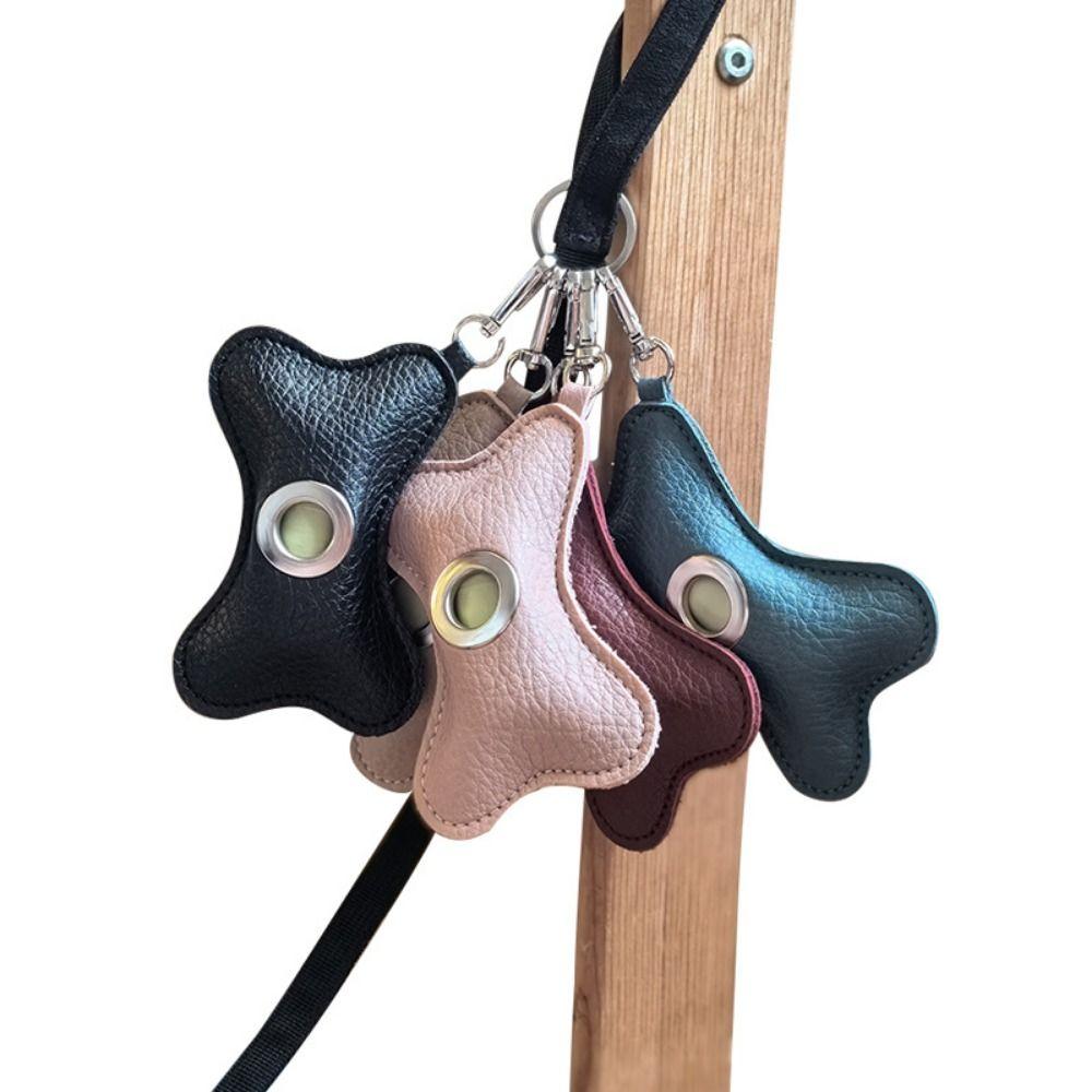 Creative Dog Poop Bag Dispenser Bone Shaped PU Leather Pet Poop Clean Bag Holder Waterproof Portable Pet Waste Bag Carrier