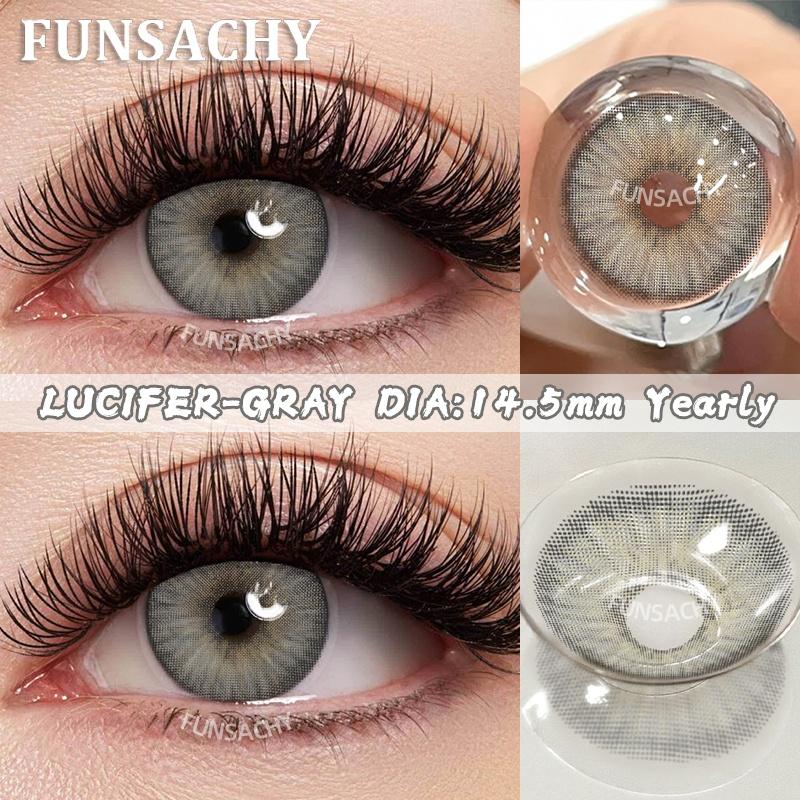 FUNSACHY 1 пара цветных контактных линз синие зеленые серые натуральные линзы для глаз красота зрачка линзы для ношения 1 год женская косметика