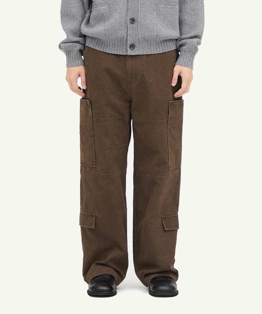 INTEMPOMOOD Button Pocket Cargo Pants_Brown